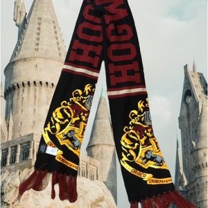 Harry Potter Hogwarts crest house adults knit long scarf black burgundy new
